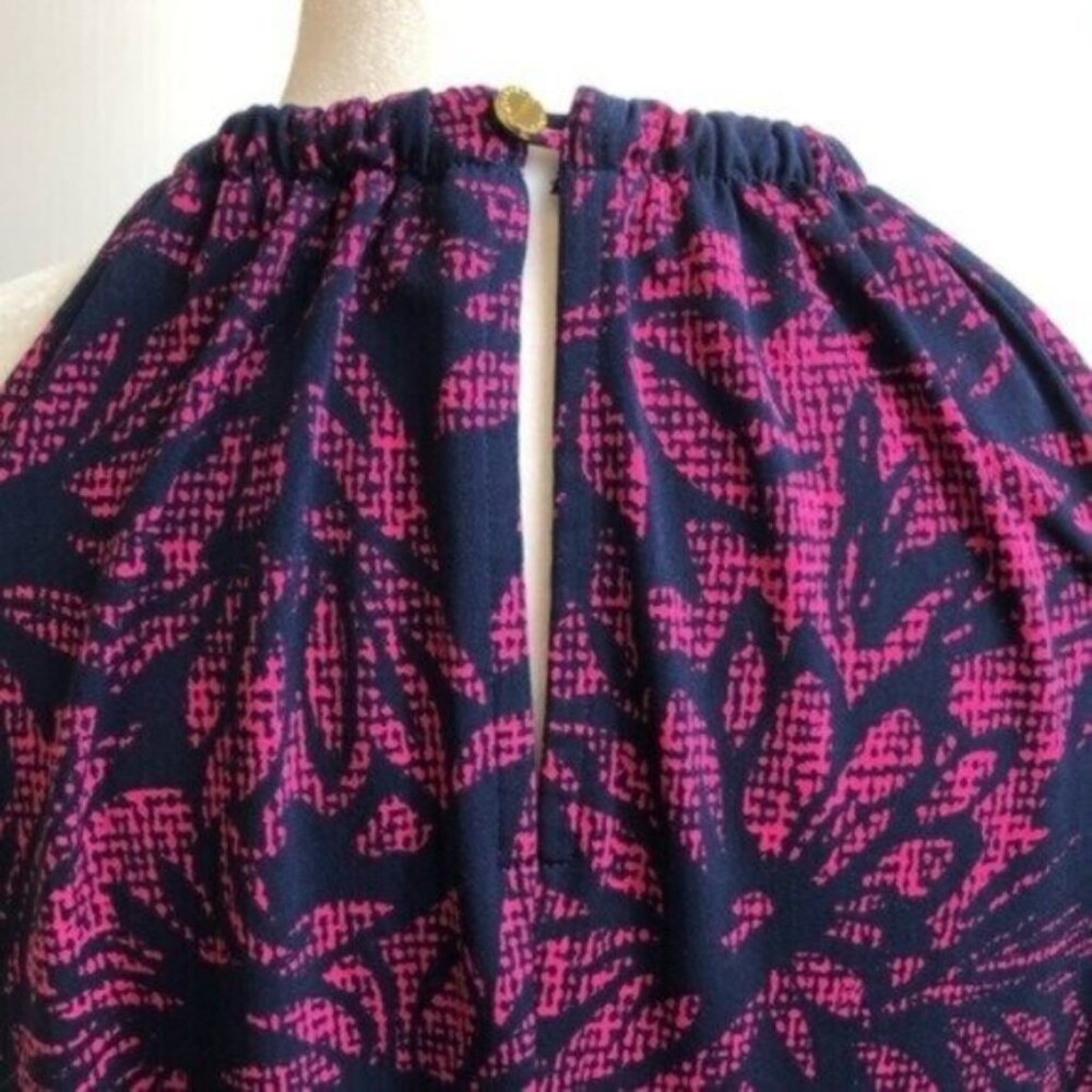 Michael Kors Navy & Magenta Floral Sleeveless Blouse Medium - Picture 4 of 5